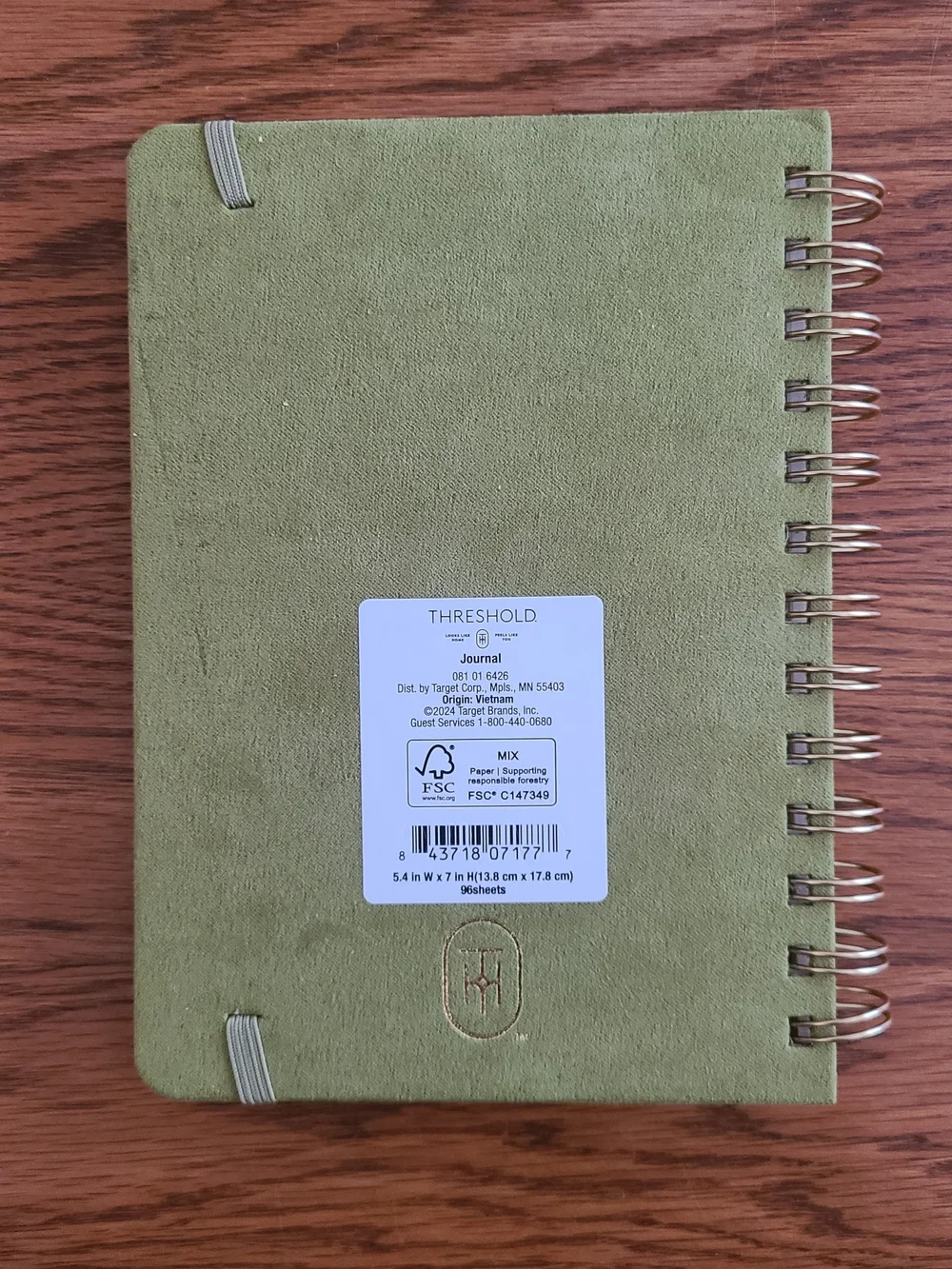Threshold Olive Green Spiral Notebook with Gold Foil Accent